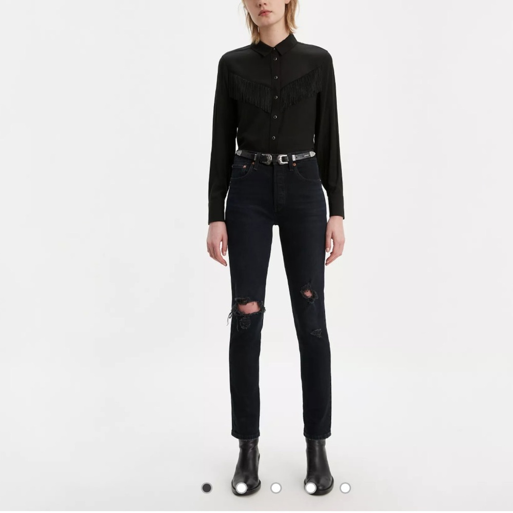Levi’s 501 slim with rips W26 L30 - Picture 6 of 9